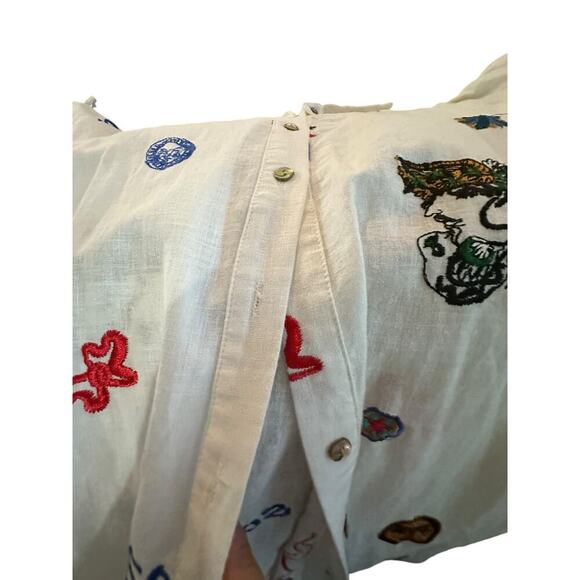 Beulah Style Soleil Embroidered Short Sleeves Button Front Shirt Dress Size L - Picture 9 of 10